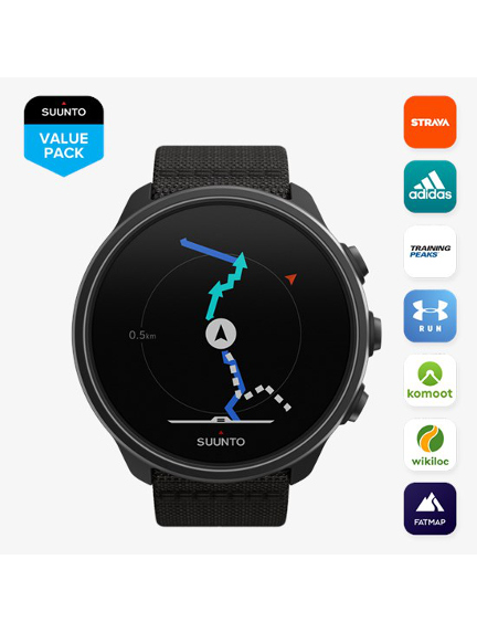 SUUNTO 9 BARO CHARCOAL BLACK TITANIUM sportinis laikrodis